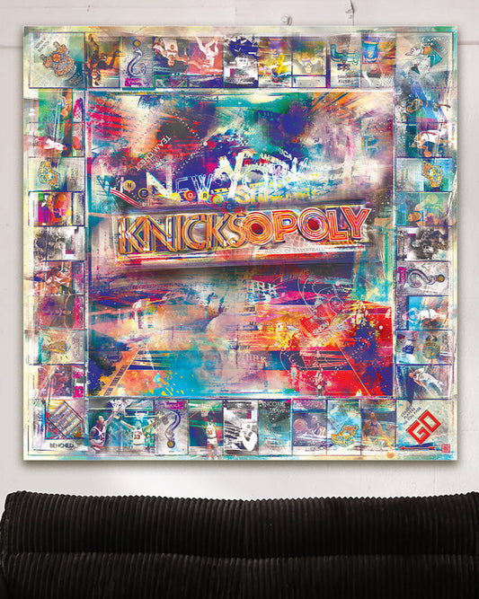 Custom New York Knicks Monopoly board printed on metal – fan art wall decor