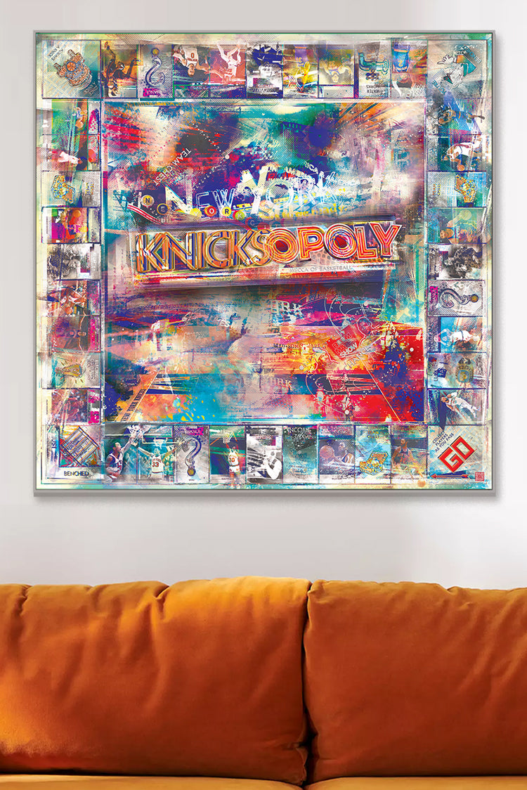 Custom New York Knicks Monopoly board printed on metal – fan art wall decor