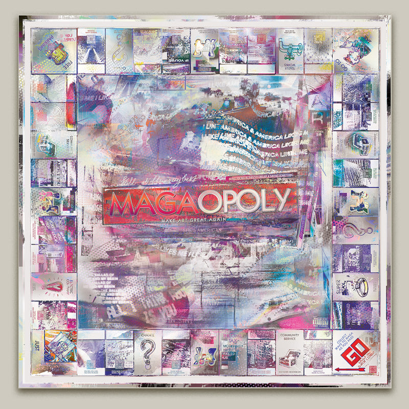 Custom MAGA Monopoly board printed on metal – political wall art for conservatives