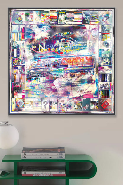Subway-themed game board artwork – high-quality metal print for transit fans