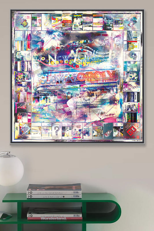 Subway-themed game board artwork – high-quality metal print for transit fans